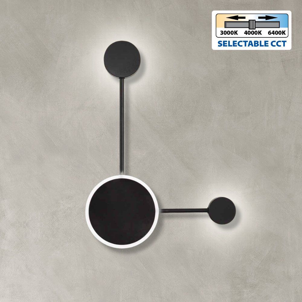 Decorative LED wall light GEMINI LED ∙ 15W ∙ black ∙ CCT-switch ∙ 3000K-4000K-6400K