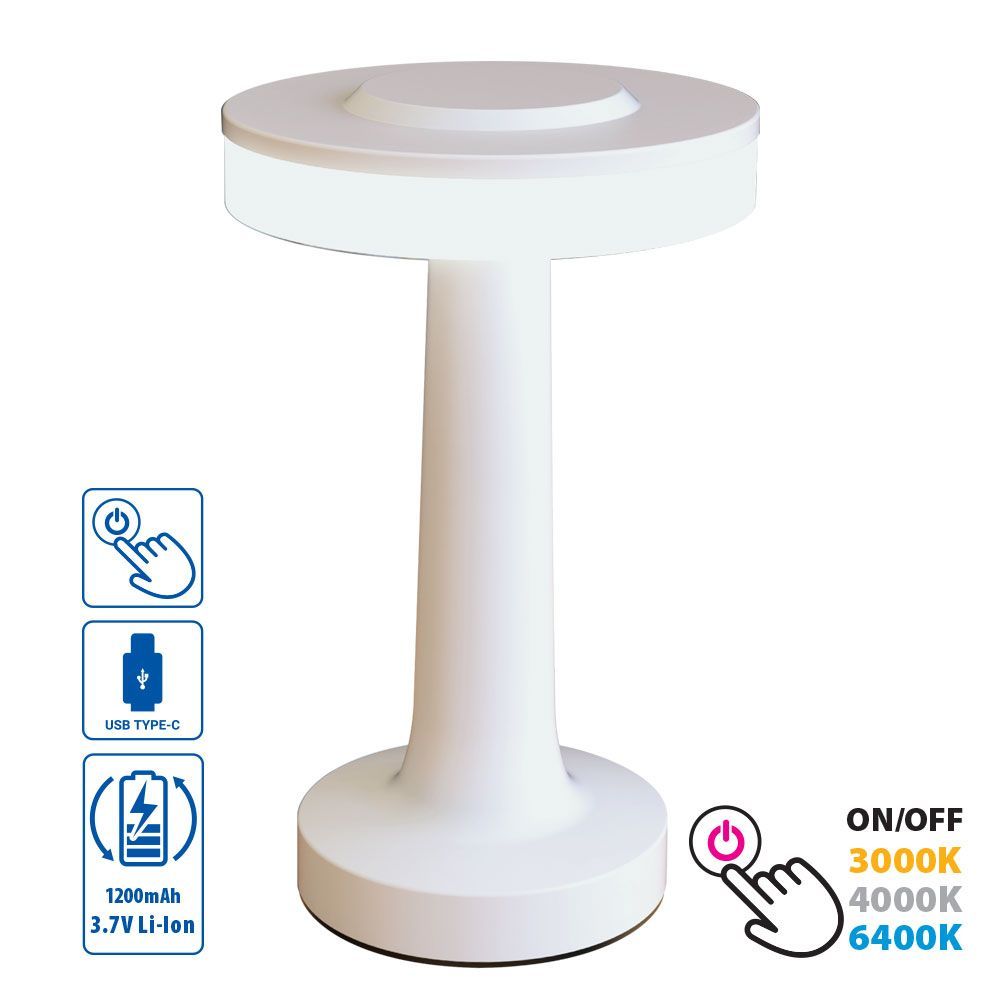 Rechargeable table LED lamp JULIE LED ∙ 2W ∙ dimmable ∙ CCT ∙ 3000K-4000K-6400K