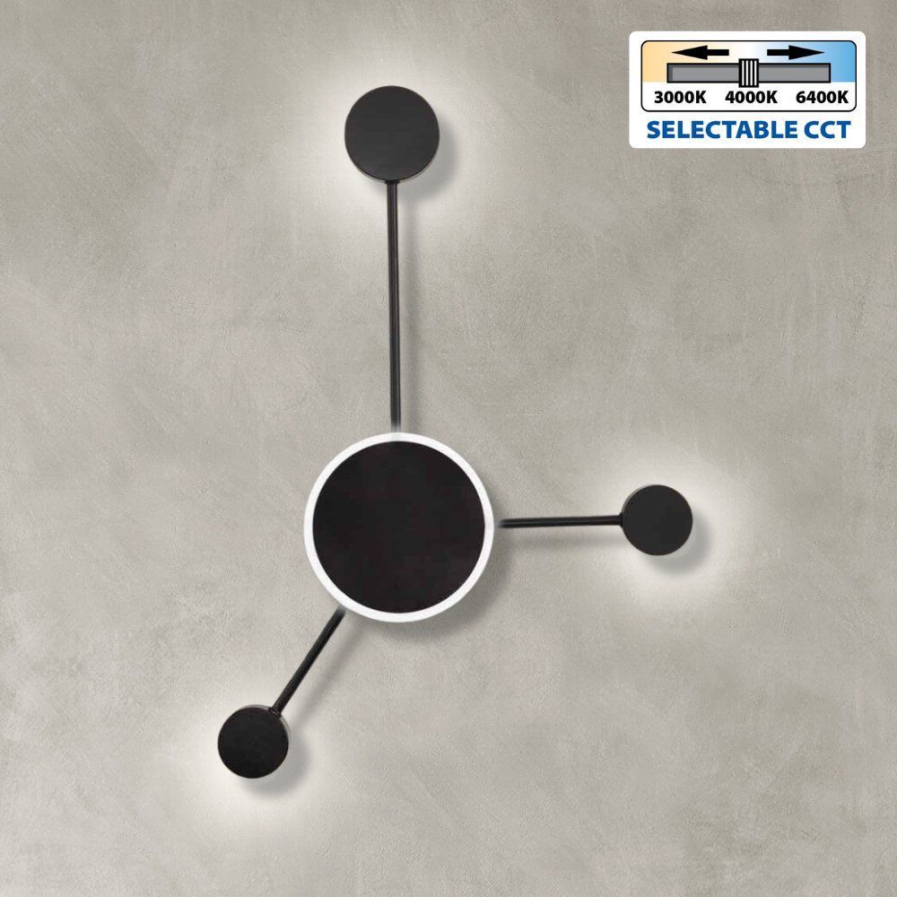 Decorative LED wall light GEMINI LED ∙ 19W ∙ black ∙ CCT-switch ∙ 3000K-4000K-6400K