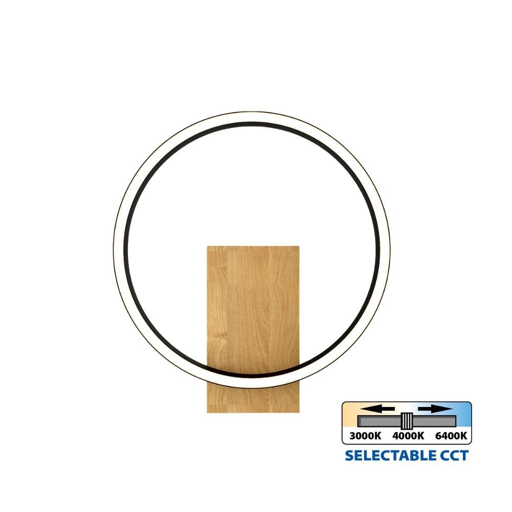 LED wall light MATTEO LED ∙ 12W ∙ black+wood ∙ CCT ∙ 3000-4000-6400K